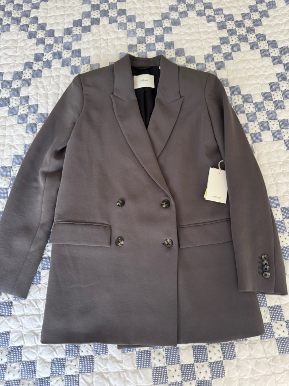 Wilfred Double-Breasted Dark Gray Blazer